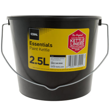 Coral Essentials Value Black Plastic Paint Kettle Container with Metal Handle for Paints and Paste 2.5 Litre